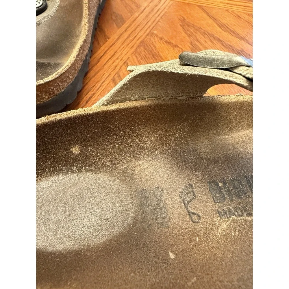 Birkenstock Gizeh Oiled Gray Leather Braided Sandal Women Sz EU 39/US L 8 - Picture 7 of 8